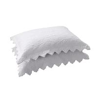 vctops 2 federe per cuscini in cotone trapuntato ricamato, vintage, floreale, federe per cuscini boho queen size, bianco B