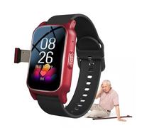 VCYEX Braccialetto di allarme per anziani, con rilevatore di caduta, pulsante SOS, GPS, per Alzheimer e demenza, orologio connesso SeniorRed,1.25 x 0.57 x 2.22inch