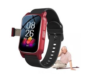 VCYEX Braccialetto di allarme per anziani, con rilevatore di caduta, pulsante SOS, GPS, per Alzheimer e demenza, orologio connesso SeniorRed,1.25 x 0.57 x 2.22inch