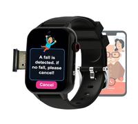 VCYEX Orologio Intelligente Con Rilevamento Delle Cadute Per Anziani, Con Avviso SOS, Videochiamata HD, Un Orologio Adatto Genitori Anziani Come Regalo Di NataleBlack,1.96 * 1.57 * 0.47 inch