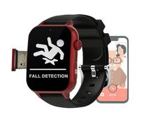 VCYEX Orologio Intelligente Con Rilevamento Delle Cadute, Per Anziani Con Pulsante Di Emergenza SOS, Videochiamata HD, Orologi Per Genitori AnzianiRed,1.96 * 1.57 * 0.47inch