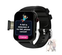 VCYEX Orologio Salvavita Per Anziani, Con Rilevamento Delle Cadute, Videochiamata HD, GPS SOS, Per Alzheimer SmartwatchBlack,1.96 * 1.57 inch
