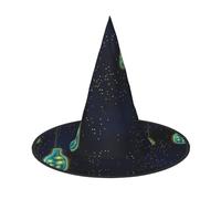 VCzsdff Bella bottiglia di sotto il cielo notturno stampa cosplay Oxford panno cappello di Halloween per feste di Halloween, leggero 33 pollici alto cappello strega