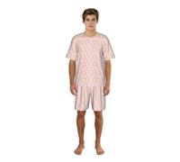 VCzsdff Bella palla di riso stampa estate sonno set per gli uomini, ricca camicia stampata con pantaloncini elastici, regalo leggero loungewear, Nero , S