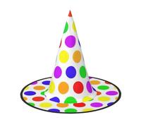 VCzsdff Bellissimo cappello da strega in tessuto Oxford con stampa a pois per feste di Halloween, cappello da strega leggero alto 33 cm