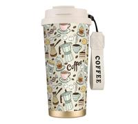 VCzsdff Bicchiere da caffè e dolci, con coperchio a prova di perdite, in acciaio inox 316, con cinturino da polso