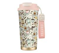 VCzsdff Bicchiere da caffè e dolci, con coperchio a prova di perdite, in acciaio inox 316, con cinturino da polso