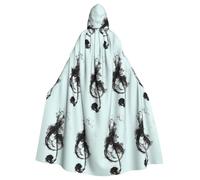 VCzsdff Black Smoke Musica Stampa Carnevale Partito Forniture,Adulto Economico Mantello Con Cappuccio Mantello Con Cappuccio 57.8 Pollici Lunghezza Per Halloween