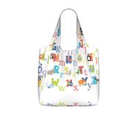 VCzsdff Borsa da mercato riutilizzabile pieghevole della borsa da mercato 25l del poliestere leggero Carryall della borsa della spesa della stampa dell'alfabeto animale