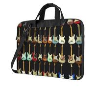 VCzsdff Borsa per computer portatile antiurto con stampa a forma di chitarra artistica Custodia a tracolla in tessuto Oxford imbottita per computer da viaggio, Nero , 15.6 inch