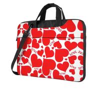 VCzsdff Borsa per computer portatile antiurto con stampa a forma di cuore di amore Custodia a tracolla in tessuto Oxford imbottita per computer da viaggio, Nero , 15.6 inch