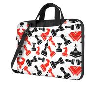 VCzsdff Borsa per computer portatile antiurto con stampa a scacchi Custodia a tracolla in tessuto Oxford imbottita per computer da viaggio, Nero , 15.6 inch