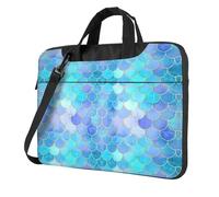 VCzsdff Borsa per computer portatile antiurto con stampa a squame di sirena dorata resistente borsa a tracolla in tessuto Oxford borsa imbottita per computer per viaggi, Nero , 13 inch