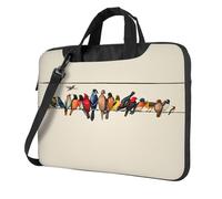 VCzsdff Borsa per computer portatile antiurto con stampa di uccelli variopinti Custodia a tracolla in tessuto Oxford imbottita per computer per viaggi, Nero , 13 inch
