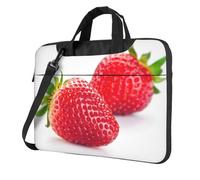 VCzsdff Borsa per computer portatile antiurto con stampa fragola Custodia a tracolla in tessuto Oxford resistente per computer imbottita per viaggi, Nero , 14 inch