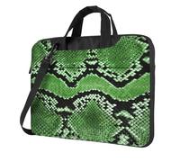 VCzsdff Borsa per computer portatile antiurto con stampa in pelle di serpente verde Custodia a tracolla in tessuto Oxford imbottita per computer da viaggio, Nero , 13 inch
