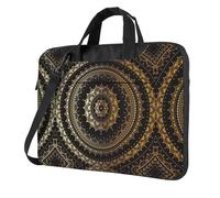 VCzsdff Borsa per computer portatile antiurto con stampa mandala, resistente, in tessuto Oxford, borsa imbottita per computer da viaggio, Nero , 13 inch