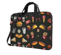 VCzsdff Borsa per laptop antiurto con stampa di hamburger con gamba di pollo borsa per laptop resistente in tessuto Oxford borsa a tracolla imbottita per computer da viaggio, Nero , 13 inch