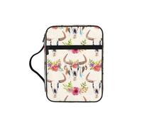 VCzsdff Borsa portaoggetti stampata con teschio di toro corridore, porta cancelleria resistente all'acqua, custodia per studio di culto della chiesa