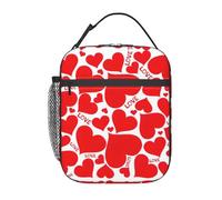 VCzsdff Borsa termica per il pranzo con stampa a cuore, borsa termica per il pranzo, borsa termica portatile con tracolla rimovibile e tasche