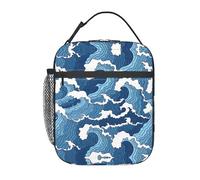 VCzsdff Borsa termica per il pranzo con stampa Stormy Sea, borsa termica per il pranzo, borsa termica portatile con tracolla rimovibile e tasche