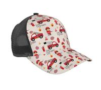 VCzsdff Cappellino da baseball traspirante per bambini e bambine con stampa dei pompieri, visiera curva posteriore in rete, cappello da spiaggia e escursionismo, nero