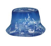 VCzsdff Cappello alla pescatora traspirante con stampa di note musicali blu, per donne e uomini, cappello estivo per golf, pesca, viaggi safari, Nero , Taglia unica
