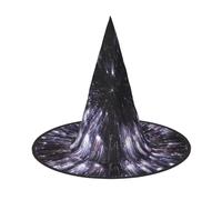 VCzsdff Cappello da strega con stampa galassia cielo viola Cosplay Oxford panno per Halloween feste di Halloween, leggero cappello da strega alto 33 pollici