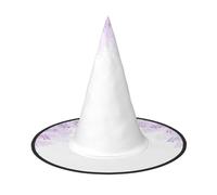 VCzsdff Cappello da strega in tessuto Oxford con stampa floreale lilla da incorniciare per feste di Halloween, cappello da strega leggero alto 33 cm