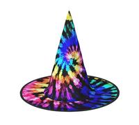 VCzsdff Cappello da strega in tessuto Oxford con stampa in stile tie dye esotico, per feste di Halloween, leggero, 33 cm di altezza