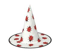 VCzsdff Cappello da strega in tessuto Oxford con stampa infinita maculata infinita di coccinelle per feste di Halloween, leggero 33 cm di altezza