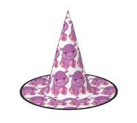 VCzsdff Cappello da strega in tessuto Oxford con stampa ippopotamo viola per feste di Halloween, leggero, 33 cm di altezza