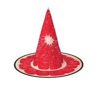 VCzsdff Cappello da strega in tessuto Oxford rosa maturo con stampa a fette di pompelmo per feste di Halloween, cappello da strega leggero alto 33 cm