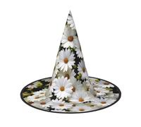 VCzsdff Cappello di Halloween del panno di Oxford della stampa del fiore della margherita per le feste di Halloween, cappello leggero della strega alto 33 pollici
