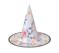 VCzsdff Cappello di Halloween del panno di Oxford di Cosplay della stampa della striscia dei fiori per le feste di Halloween, leggero cappello della strega alto 33 pollici