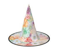 VCzsdff Cappello di Halloween del panno di Oxford di Cosplay di stampa dei fiori colorati 1 per le feste di Halloween, leggero cappello da strega alto 33 pollici