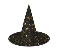 VCzsdff Cappello di Halloween del panno di Oxford di Cosplay di stampa della carta da parati dell'oro e nero per le feste di Halloween, leggero cappello da strega alto 33