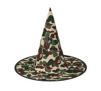 VCzsdff Cappello di Halloween del panno di Oxford di Cosplay di stampa verde del camuffamento per le feste di Halloween, cappello della strega alto 13 pollici