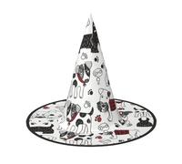 VCzsdff Cappello di Halloween del panno di Oxford di stampa dei cani adorabili per le feste di Halloween, leggero cappello da strega alto 33 pollici