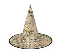 VCzsdff Cappello di Halloween del panno di Oxford di stampa dei fiori della natura per le feste di Halloween, leggero cappello da strega alto 33 pollici