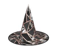 VCzsdff Cappello di Halloween del panno di Oxford di stampa del marmo dell'oro rosa per le feste di Halloween, cappello leggero della strega alto 33 pollici