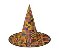 VCzsdff Cappello di Halloween del panno di Oxford di stampa del modello etnico africano per le feste di Halloween, leggero cappello da strega alto 33 pollici