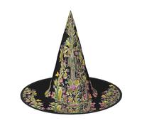 VCzsdff Cappello di Halloween del panno di Oxford di stampa della chitarra dei fiori per le feste di Halloween, leggero cappello da strega alto 33 pollici