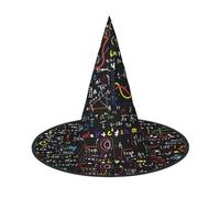 VCzsdff Cappello di Halloween del panno di Oxford di stampa della formula della matematica per le feste di Halloween, leggero cappello da strega alto 33 pollici