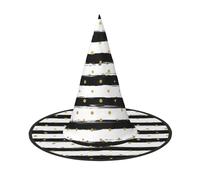 VCzsdff Cappello di Halloween del panno di Oxford di stampa delle strisce dell'oro e dell'inchiostro per le feste di Halloween, leggero cappello da strega alto 33 pollici