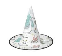 VCzsdff Cappello di Halloween del panno di Oxford di stampa di camminata del dinosauro per le feste di Halloween, cappello leggero della strega alto 33 pollici