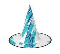 VCzsdff Cappello di Halloween del panno di Oxford di stampa di disegno della tazza degli anni '90 per le feste di Halloween, leggero cappello da strega alto 33 pollici
