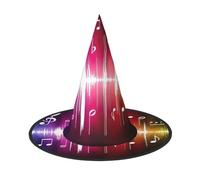 VCzsdff Cappello di Halloween del panno di Oxford di stampa di musica per le feste di Halloween, leggero cappello da strega alto 33 pollici