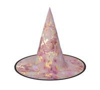 VCzsdff Cappello di Halloween del panno di Oxford di stampa di struttura di marmo rosa per le feste di Halloween, leggero cappello da strega alto 33 pollici