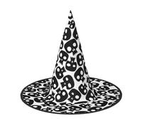 VCzsdff Cappello di Halloween del panno di Oxford di stampa di teschi per le feste di Halloween, leggero cappello da strega alto 33 pollici